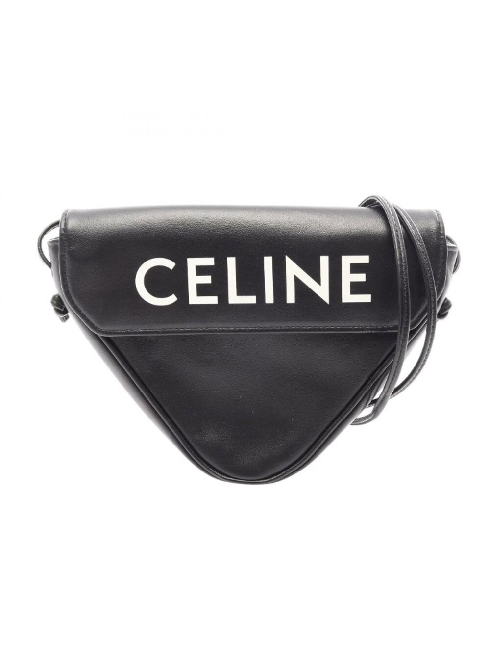 Celine Shoulder Bag Triangle Black White Leather